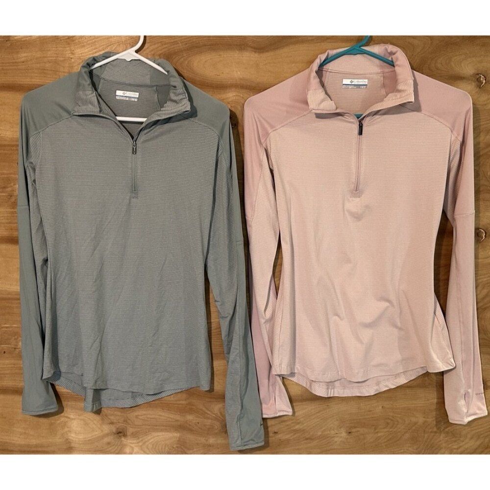 2 Columbia Omni-Wick Long Sleeve 1/4 Zip Pullover Shirt Women's XS  Pink Gray
